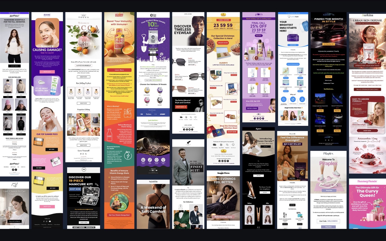 A showcase of high-converting email campaigns EcomCure has designed for DTC brands