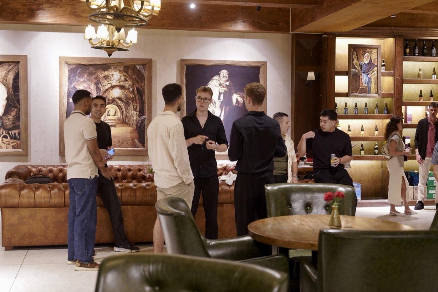 Founders networking and mingling before dinner