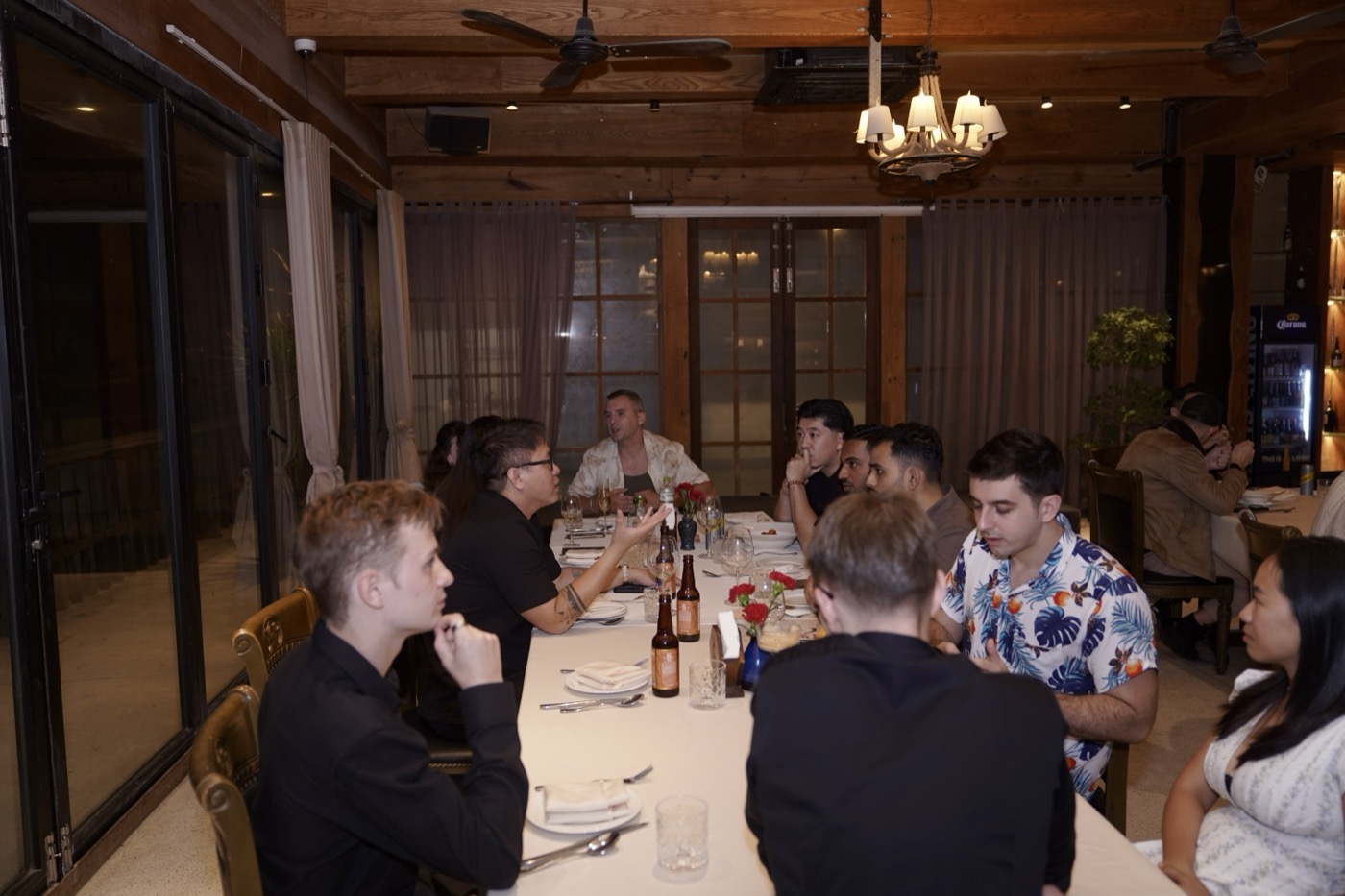 Dinner in progress — founders sharing insights