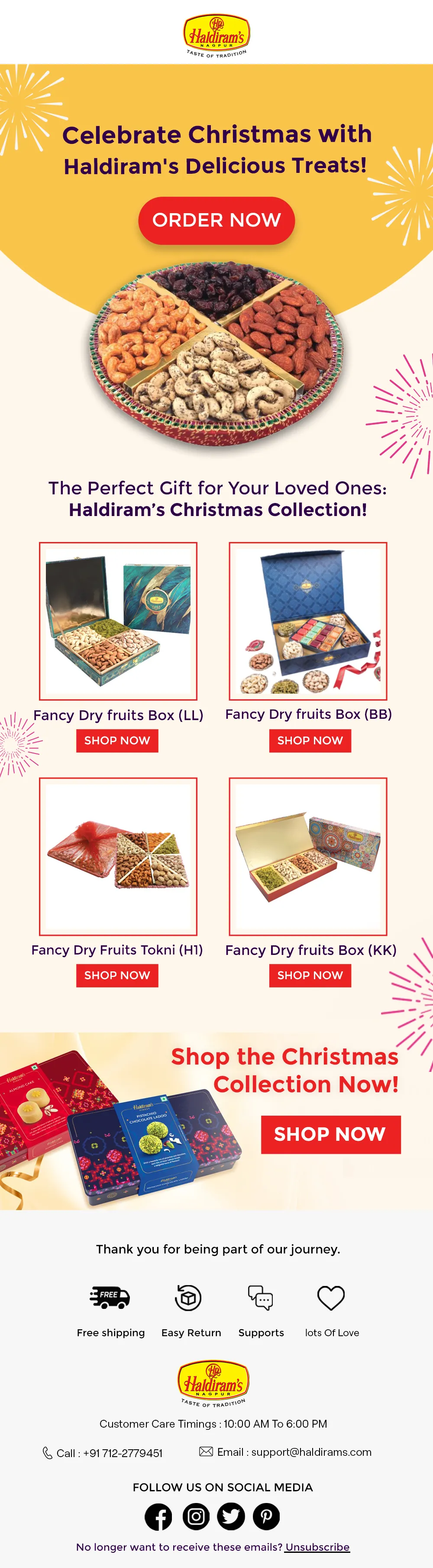 EcomCure Holiday Email Campaign Design for Haldiram's Christmas Collection